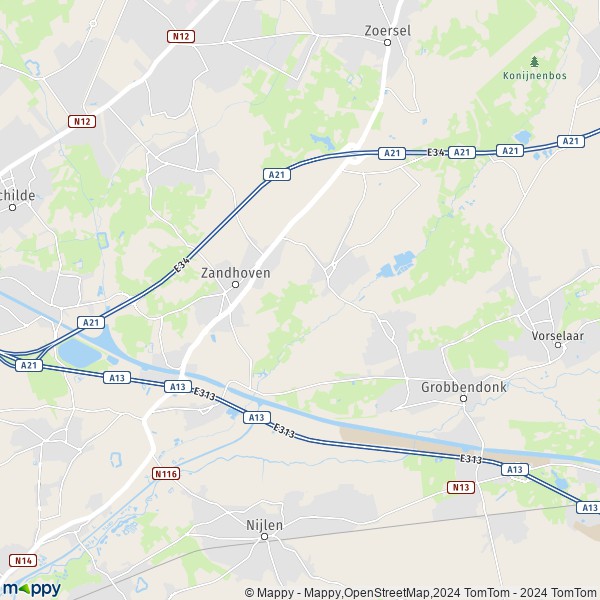 La carte pour la ville de 2240-2243 Zandhoven