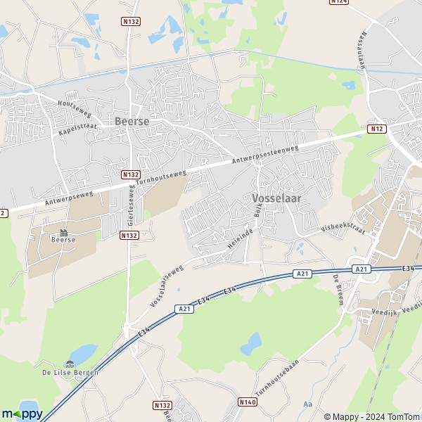 La carte pour la ville de 2350 Vosselaar
