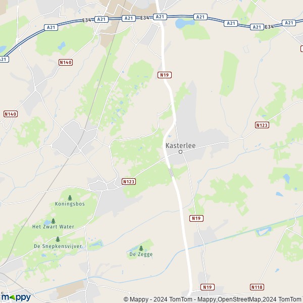La carte pour la ville de 2460 Kasterlee