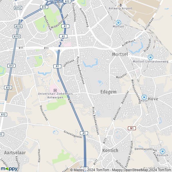 La carte pour la ville de 2650 Edegem