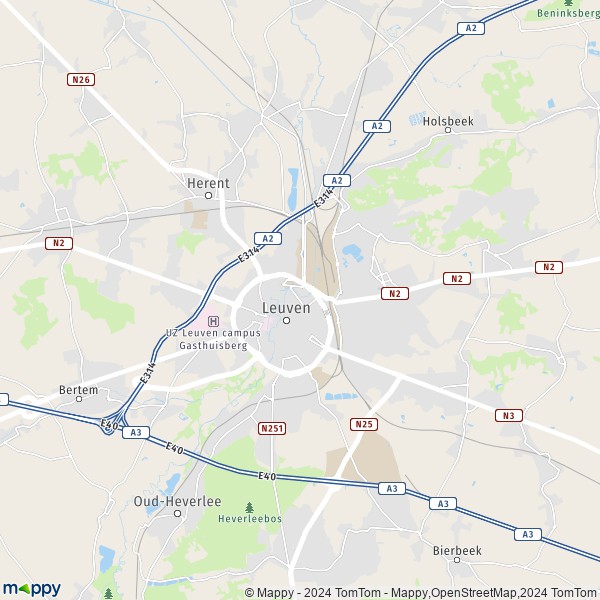 La carte pour la ville de 3000-3018 Louvain