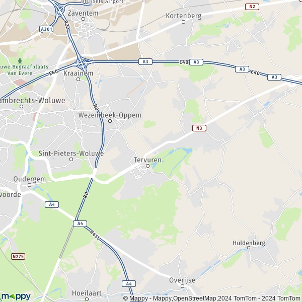 La carte pour la ville de 3080 Tervuren