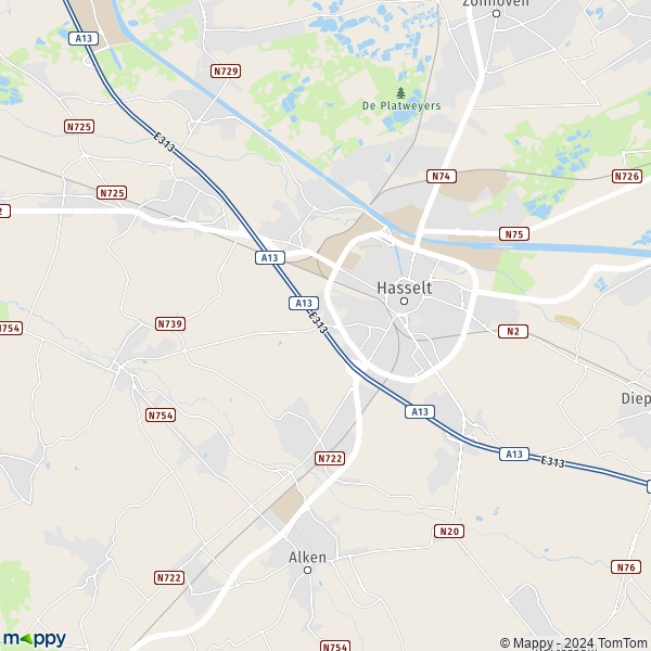 La carte pour la ville de 3500-3512 Hasselt