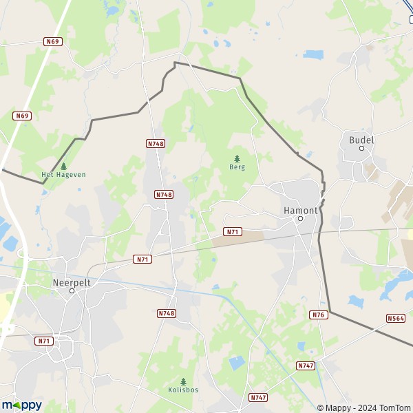 La carte pour la ville de 3930 Hamont-Achel
