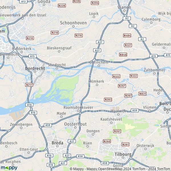 La carte pour la ville de Meeuwen, Altena