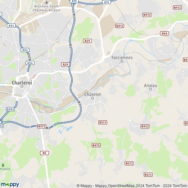 La carte pour la ville de 6200 Châtelet