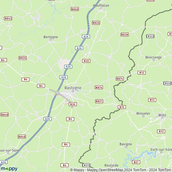 La carte pour la ville de 6600 Bastogne