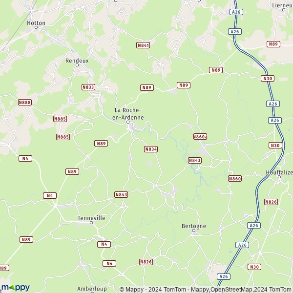 La carte pour la ville de 6980-6986 La Roche-en-Ardenne