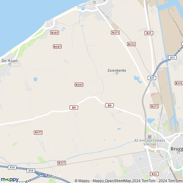La carte pour la ville de 8377 Zuienkerke