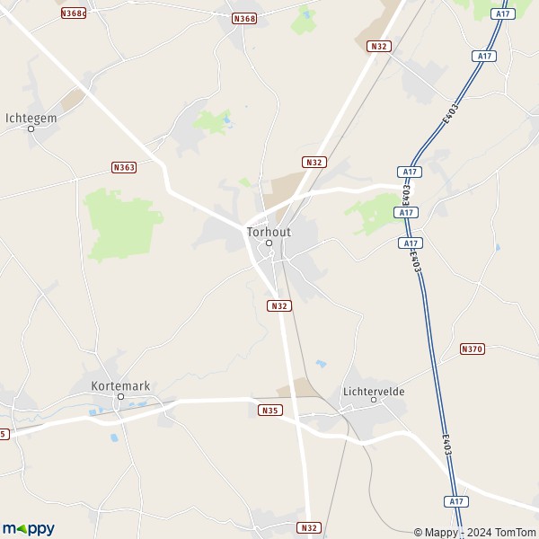 La carte pour la ville de 8820 Torhout