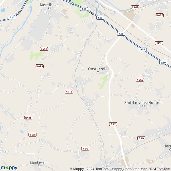 La carte pour la ville de 9620-9860 Oosterzele