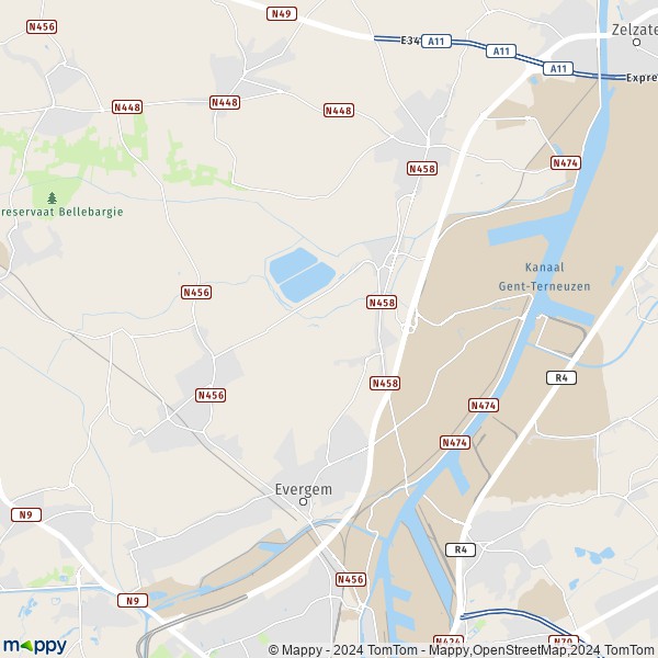 La carte pour la ville de 9940 Evergem