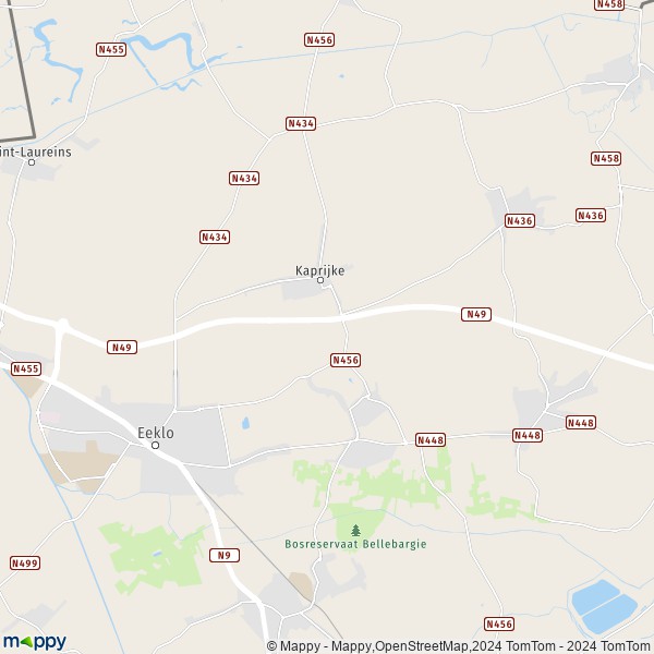 La carte pour la ville de 9970-9971 Kaprijke