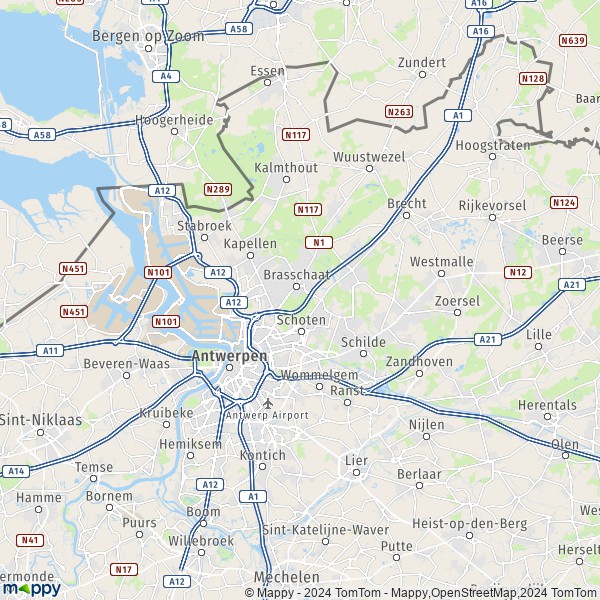 La carte du département Anvers
