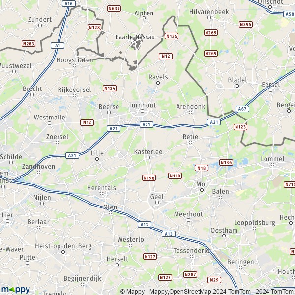 La carte du département Turnhout