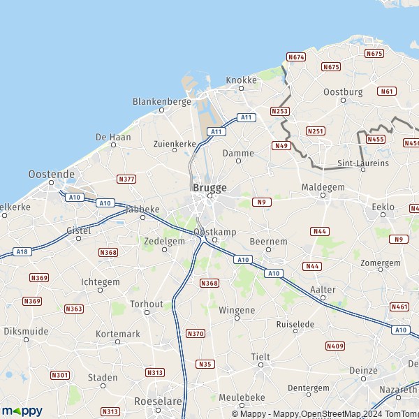 La carte du département Bruges