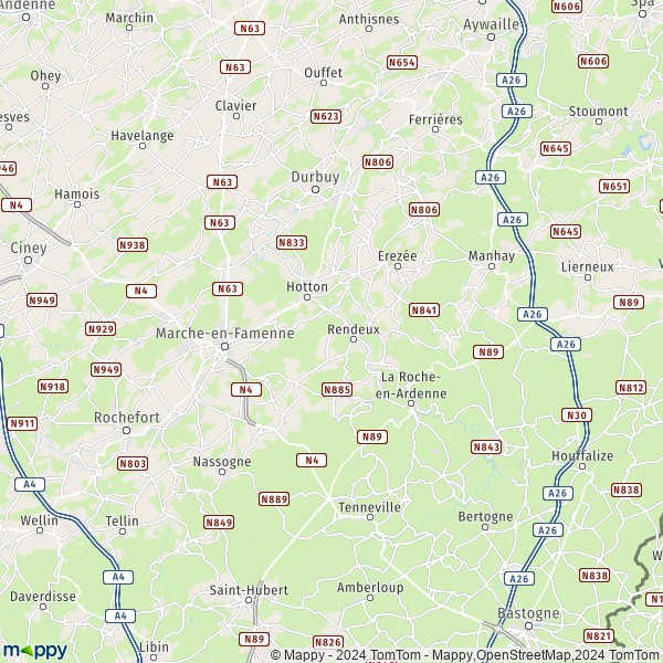 La carte du département Marche-en-Famenne