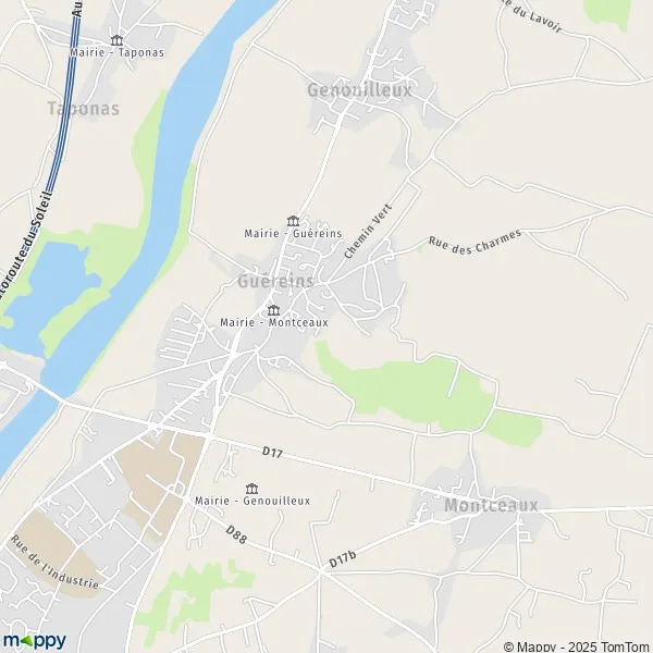 La carte pour la ville de Guéreins 01090