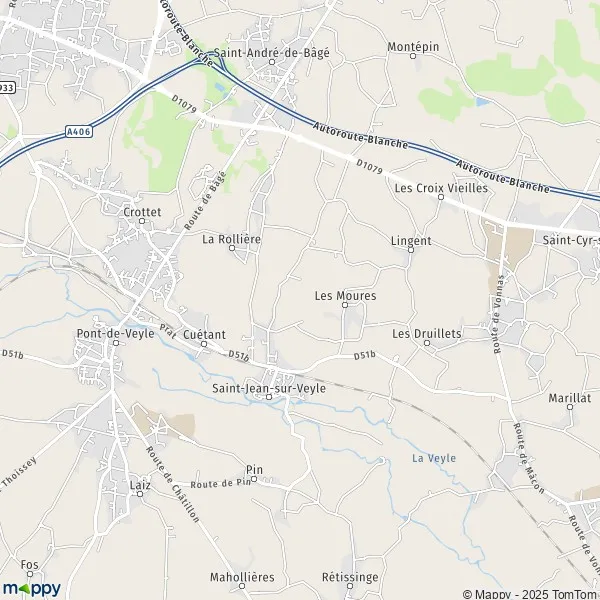 Plan SaintJeansurVeyle carte de SaintJeansurVeyle (01290) et