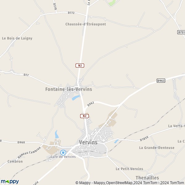 La carte pour la ville de Fontaine-lès-Vervins 02140