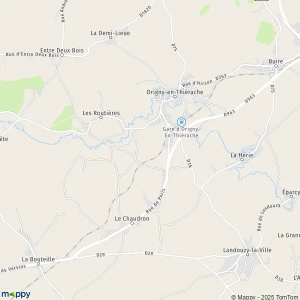 Plan OrignyenThiérache carte de OrignyenThiérache (02550) et