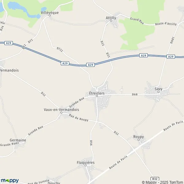 La carte pour la ville de Étreillers 02590