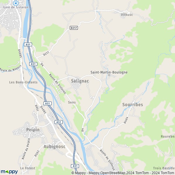 La carte pour la ville de Salignac 04290