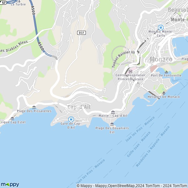 La carte pour la ville de Cap-d'Ail 06320