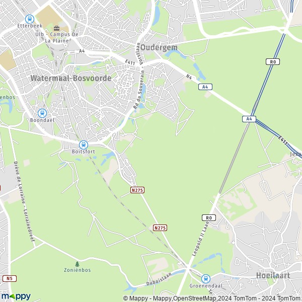 La carte pour la ville de 1170 Watermael-Boitsfort