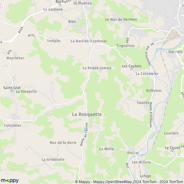 La carte pour la ville de La Rouquette 12200