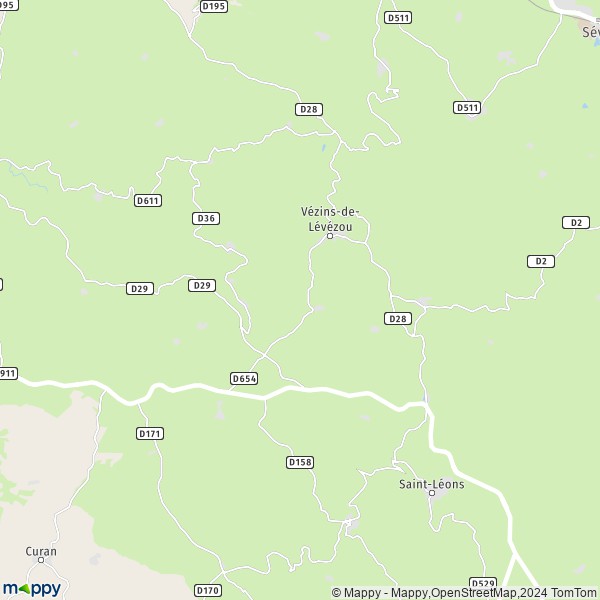 La carte pour la ville de Vézins-de-Lévézou 12780