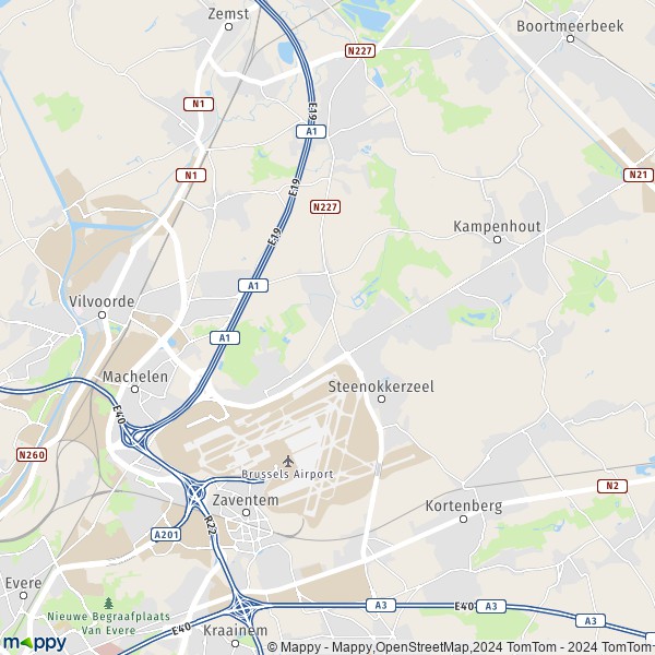 La carte pour la ville de 1820 Steenokkerzeel