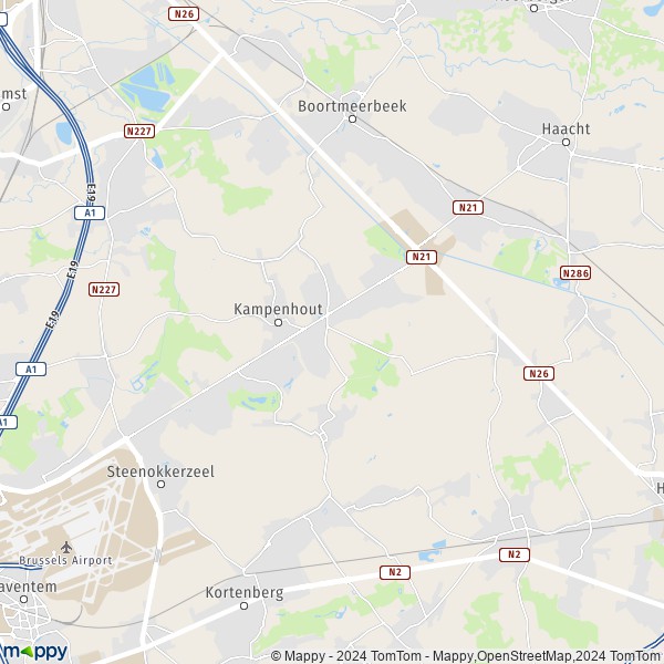 La carte pour la ville de 1910 Kampenhout