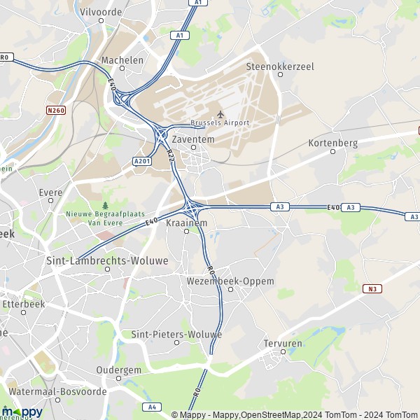 La carte pour la ville de 1930-1933 Zaventem