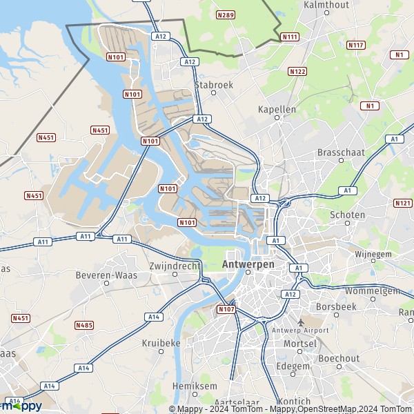 La carte pour la ville de 2000-2940 Anvers