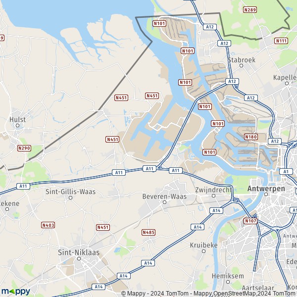 La carte pour la ville de 2040-9130 Beveren