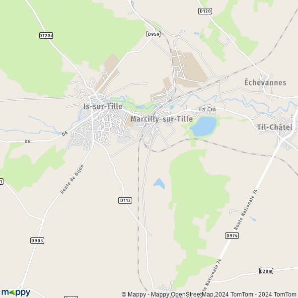 La carte pour la ville de Marcilly-sur-Tille 21120