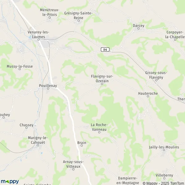 Plan FlavignysurOzerain carte de FlavignysurOzerain (21150) et