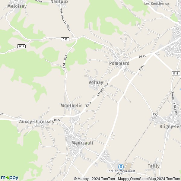 La carte pour la ville de Volnay 21190