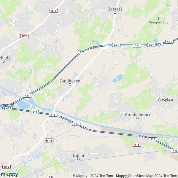La carte pour la ville de 2240-2243 Zandhoven