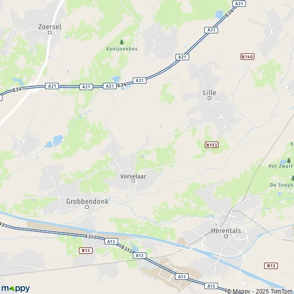 La carte pour la ville de 2290 Vorselaar