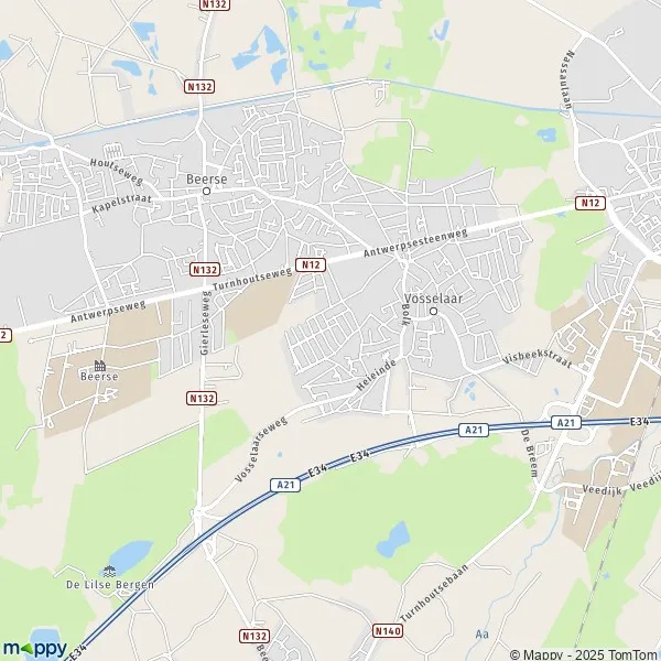 La carte pour la ville de 2350 Vosselaar