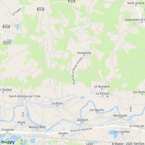 La carte pour la ville de Le Pizou 24700