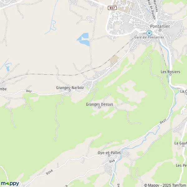 La carte pour la ville de Granges-Narboz 25300