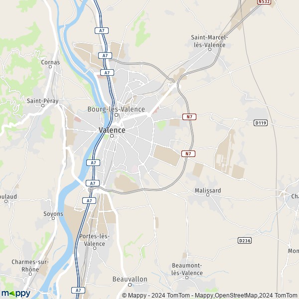 La carte pour la ville de Valence 26000