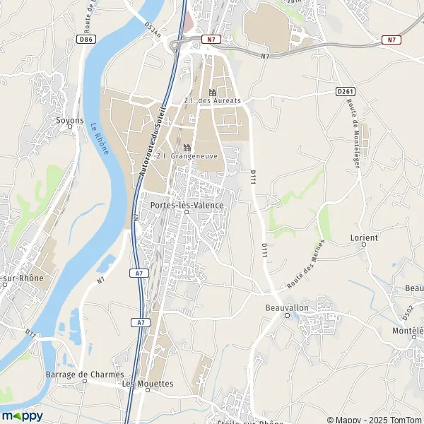 Plan PorteslèsValence carte de PorteslèsValence (26800) et infos