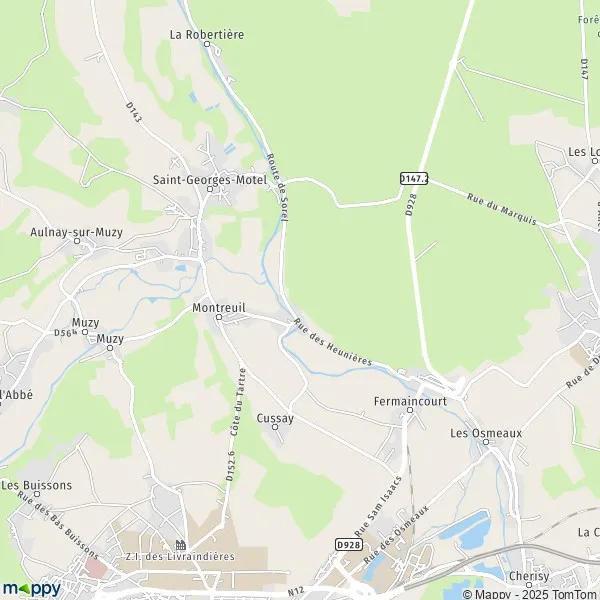 La carte pour la ville de Montreuil 28500