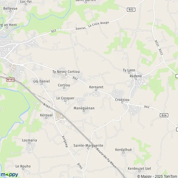 Plan Rédené carte de Rédené (29300) et infos pratiques