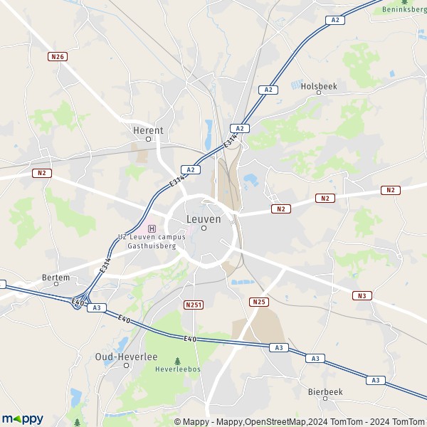 La carte pour la ville de 3000-3012 Louvain