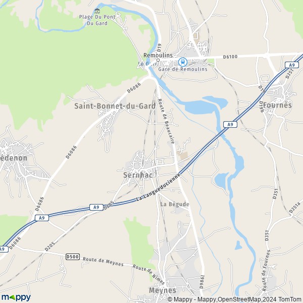 La carte pour la ville de Sernhac 30210